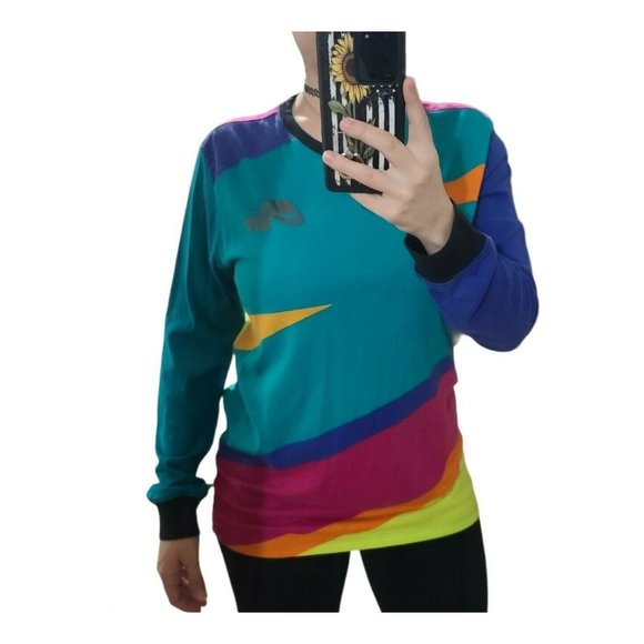 Nike Long Sleeve Color Block T Shirt Custom Cut - Picture 2 of 12